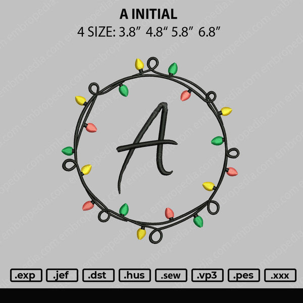 A Initial Embroidery File 4 size