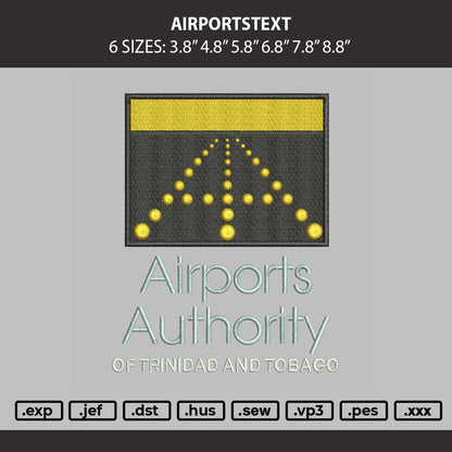 Airportstext Embroidery Machine Design File 6 sizes