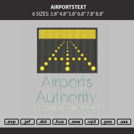 Airportstext Embroidery Machine Design File 6 sizes