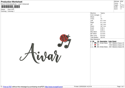 ALL NAMES Embroidery File 6 size