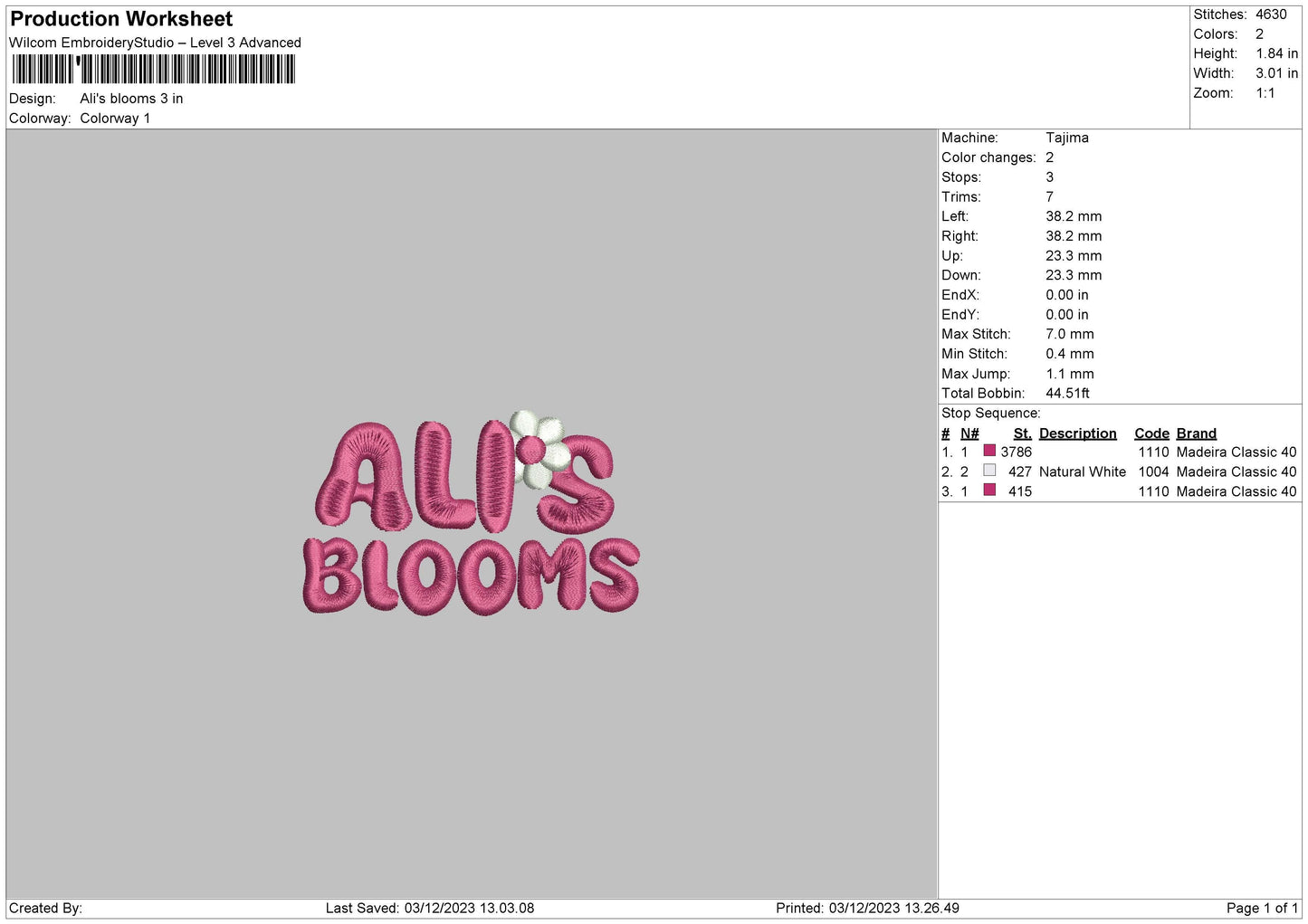 Alis Blooms Embroidery File 6 sizes