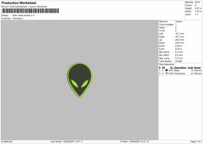 Alien 1208b Embroidery Machine Design File 6 sizes