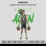 Alien2910 Embroidery File 6 sizes