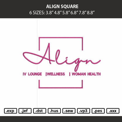Align Text Embroidery Machine Design File 6 sizes