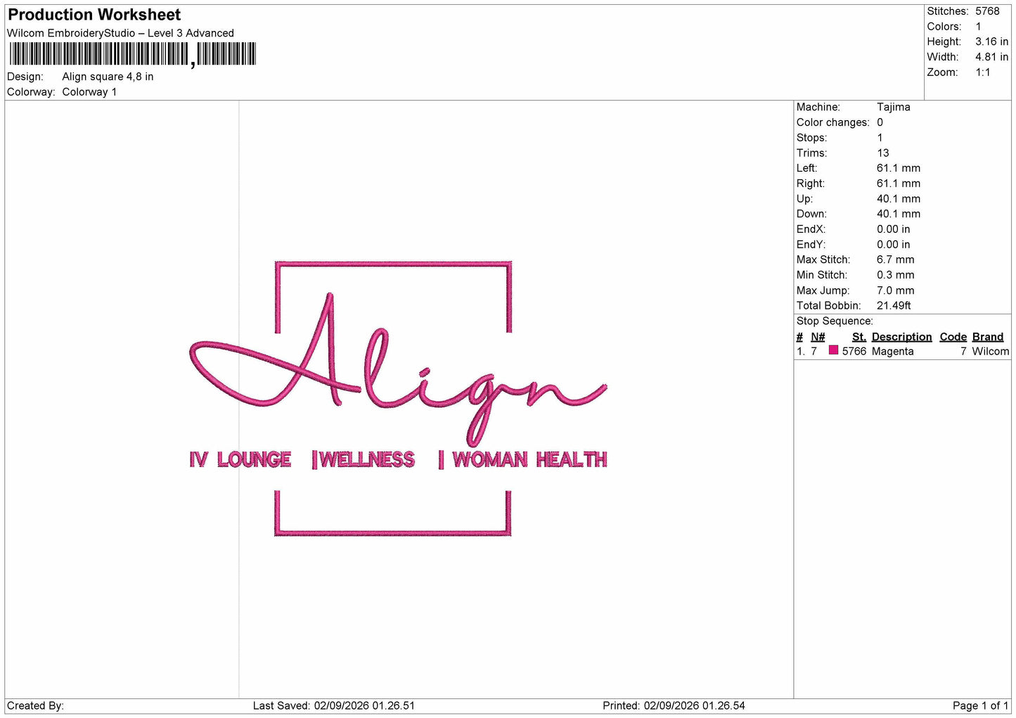 Align Text Embroidery Machine Design File 6 sizes