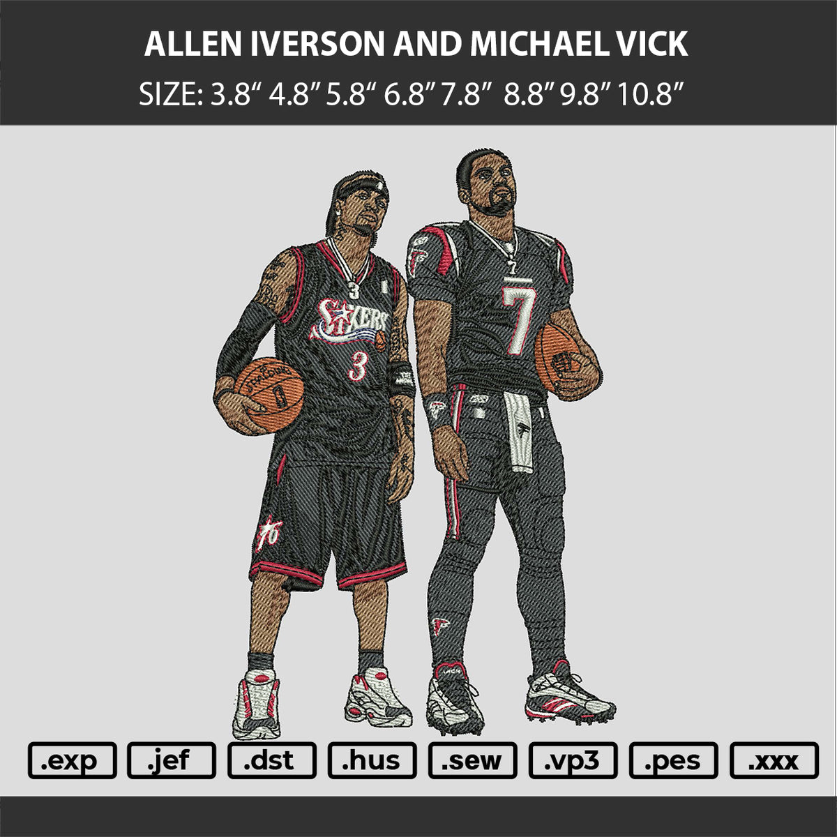 Allen Iverson and Michael Vick Embroidery Machine Design Files