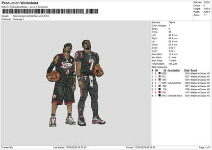 Allen Iverson and Michael Vick Embroidery Machine Design Files