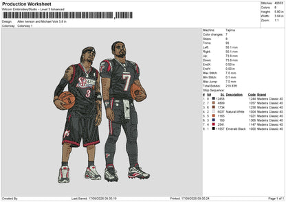 Allen Iverson and Michael Vick Embroidery Machine Design Files
