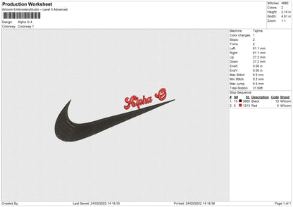 Alpha Q Embroidery File 4 size
