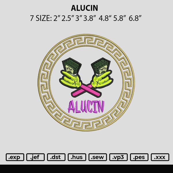 Alucin Embroidery File 6 sizes