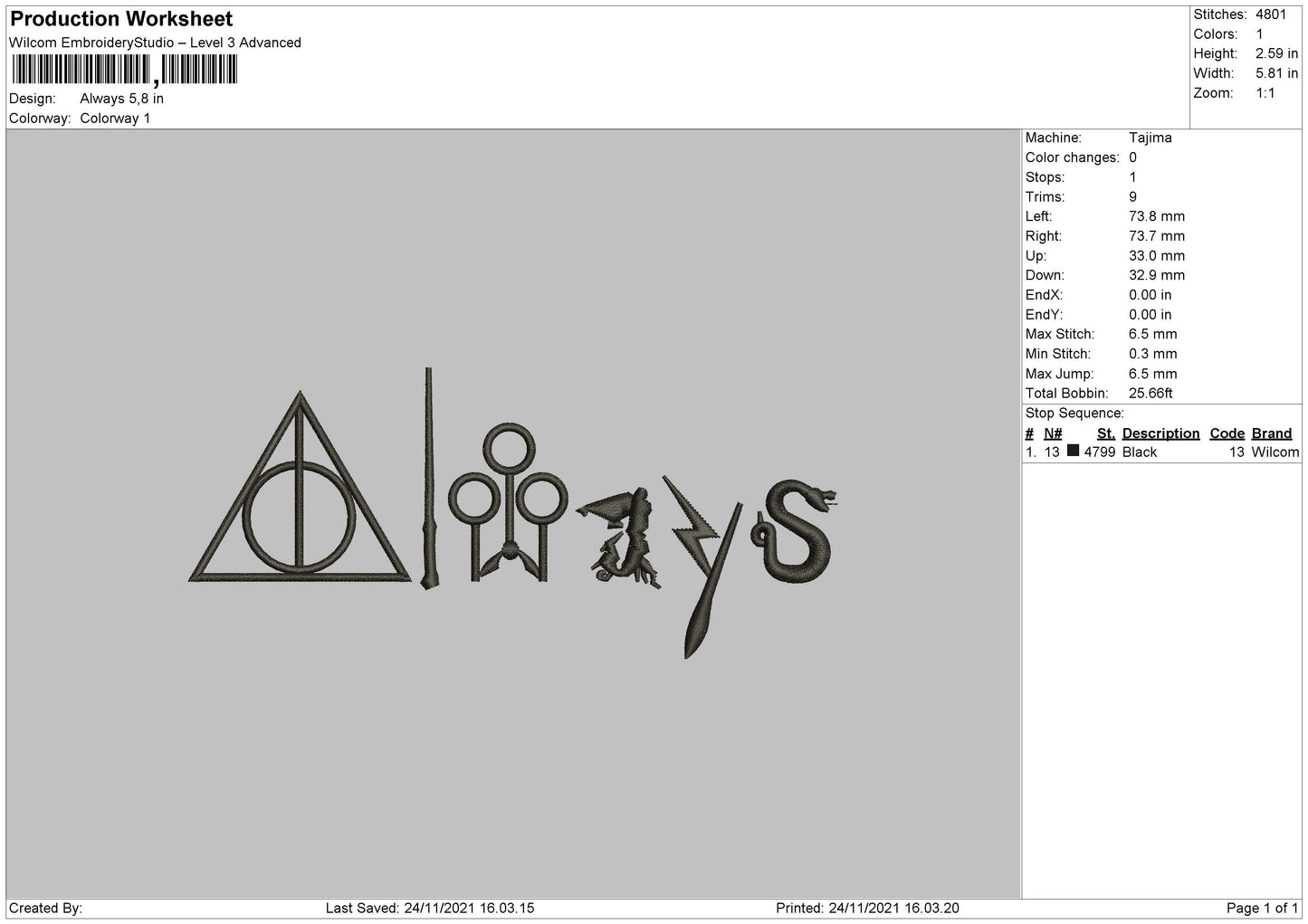 Always Text Embroidery File 4 size