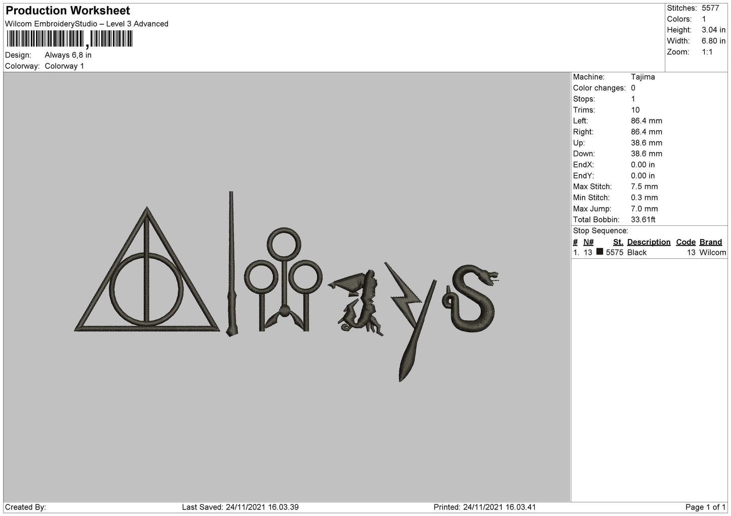Always Text Embroidery File 4 size