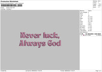 Always God Text Embroidery File 6 sizes