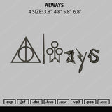 Always Text Embroidery File 4 size