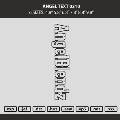 Angel Text 0310 Embroidery Machine Design File 6 sizes