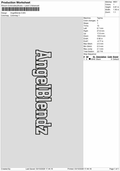 Angel Text 0310 Embroidery Machine Design File 6 sizes