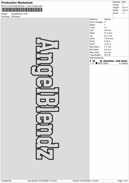 Angel Text 0310 Embroidery Machine Design File 6 sizes