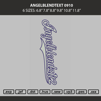 Angelblendtext Embroidery Machine Design File 6 sizes