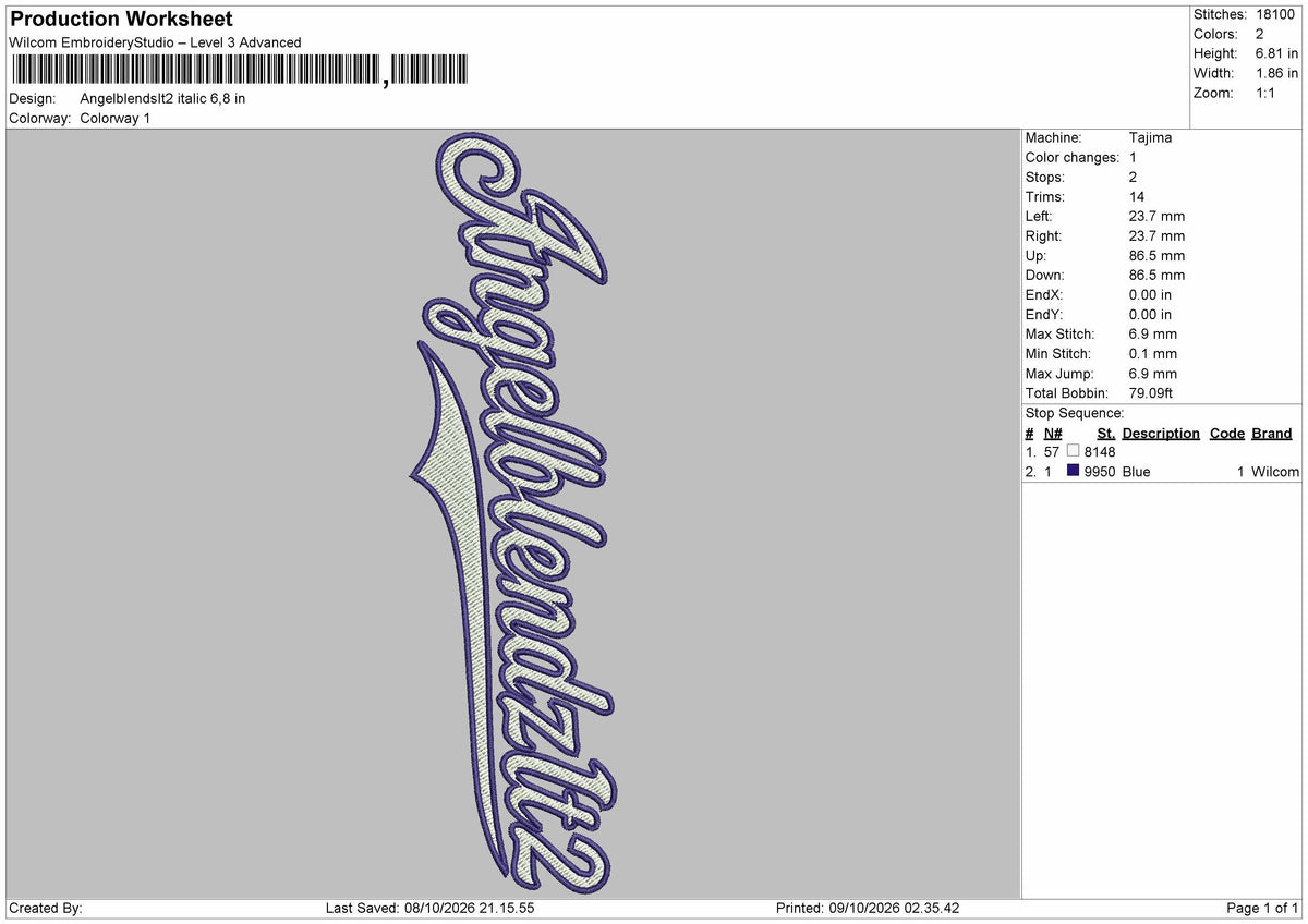 Angelblendtext Embroidery Machine Design File 6 sizes