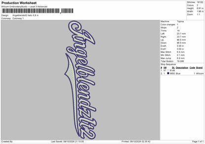 Angelblendtext Embroidery Machine Design File 6 sizes