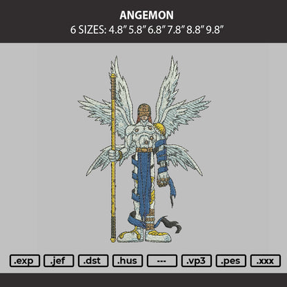 Angemon Embroidery Machine Design File 6 sizes