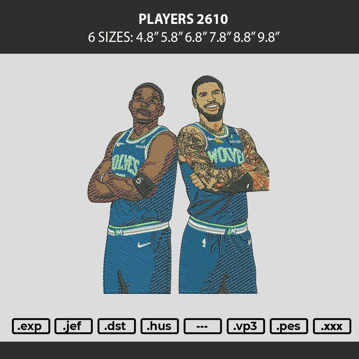 Players 2610 Embroidery Machine Design File 6 sizes