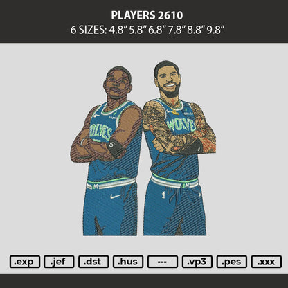 Players 2610 Embroidery Machine Design File 6 sizes