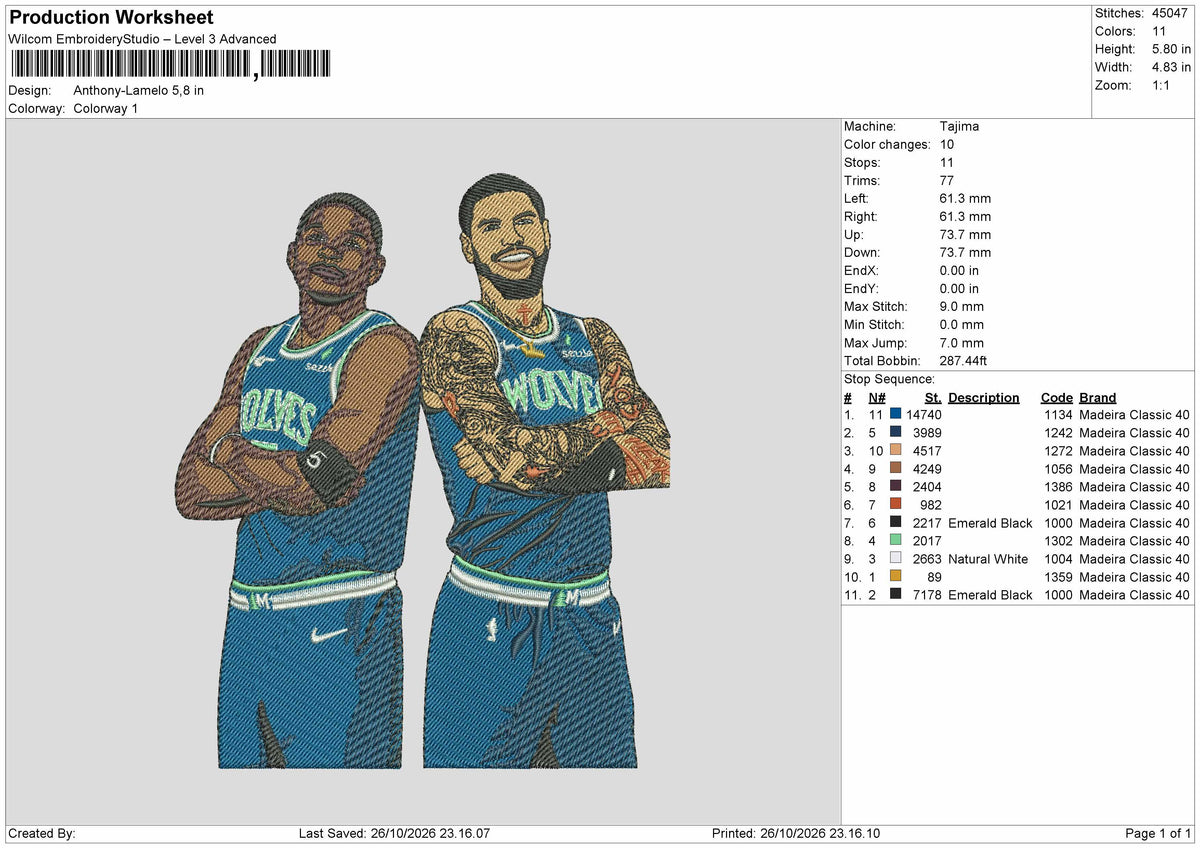 Players 2610 Embroidery Machine Design File 6 sizes