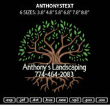 Anthonytstext Embroidery File 6 sizes