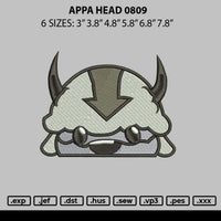 Appa Head 0809 Embroidery File 6 sizes