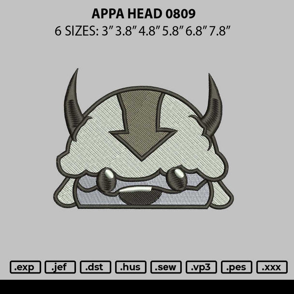 Appa Head 0809 Embroidery File 6 sizes