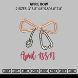 April Bow Embroidery File 6 sizes