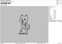 Archie Dog Embroidery File 6 sizes