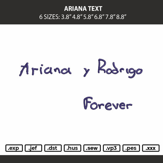 Ariana Text Embroidery Machine Design File 6 sizes