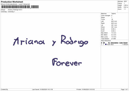 Ariana Text Embroidery Machine Design File 6 sizes