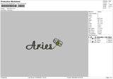 Aries Text Embroidery File 6 sizes