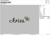 Aries Text Embroidery File 6 sizes