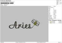 Aries Text Embroidery File 6 sizes