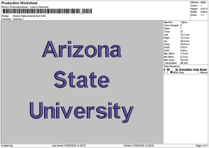 Arizonatext 01 Embroidery File 6 sizes