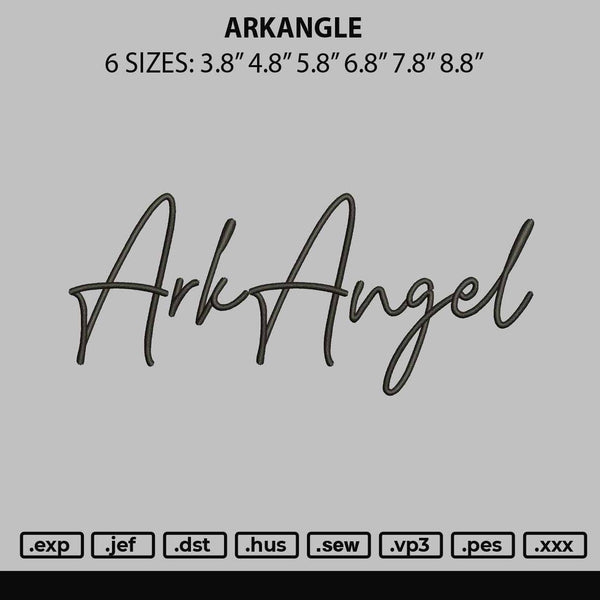 Arkangle Embroidery File 6 sizes