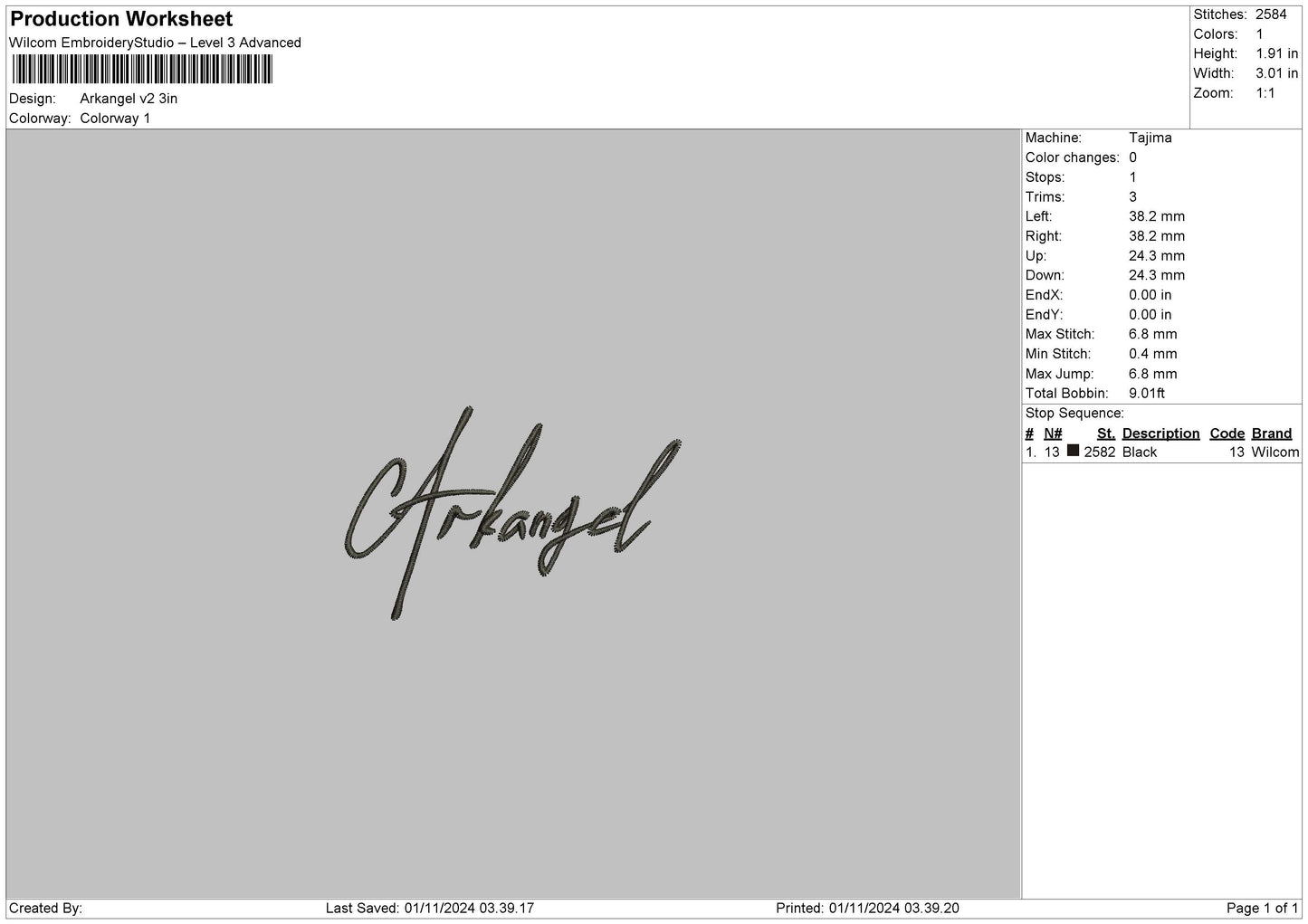 Arkangeltext V2 Embroidery File 6 sizes