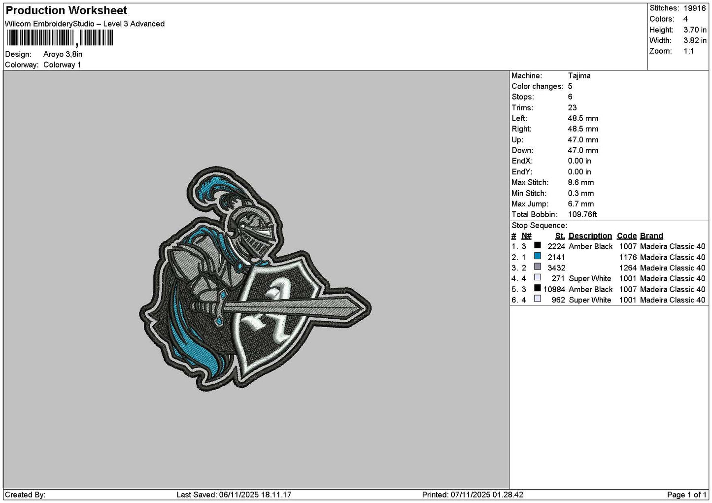 Aroyo -sword Embroidery File 6 sizes