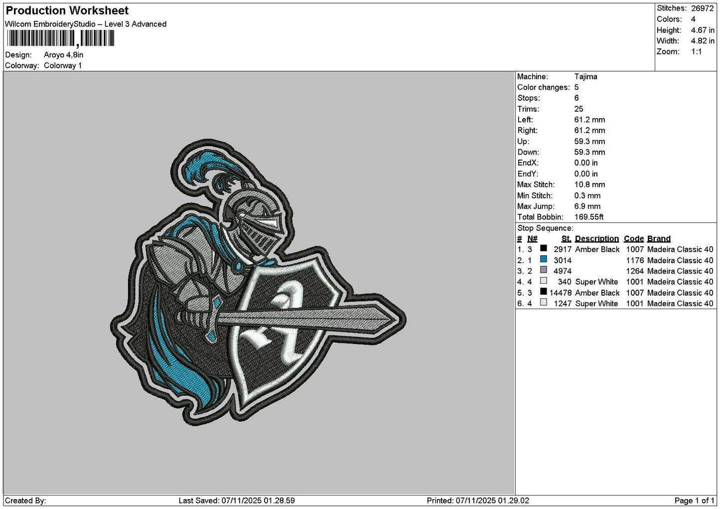 Aroyo -sword Embroidery File 6 sizes