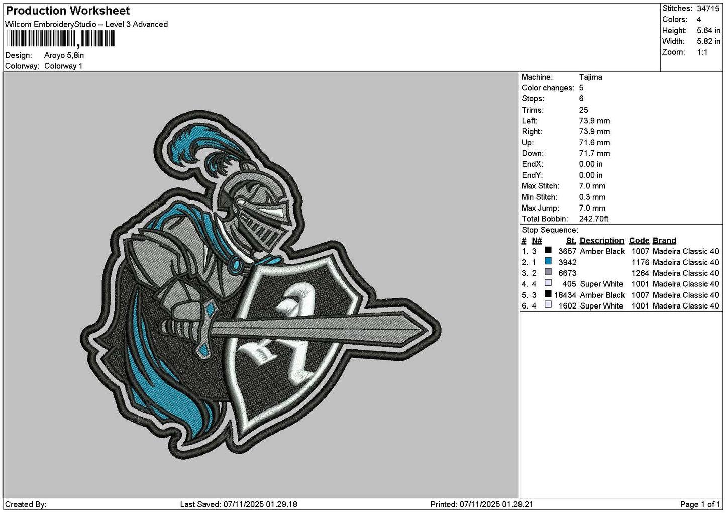 Aroyo -sword Embroidery File 6 sizes