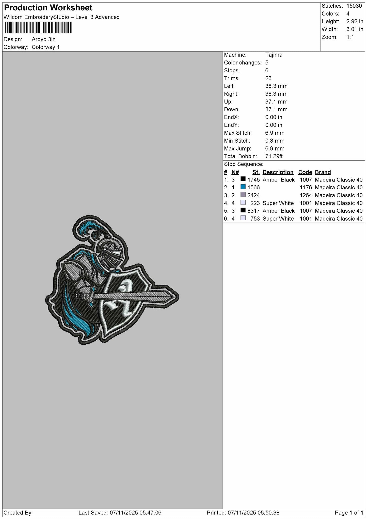 Aroyo -sword Embroidery File 6 sizes