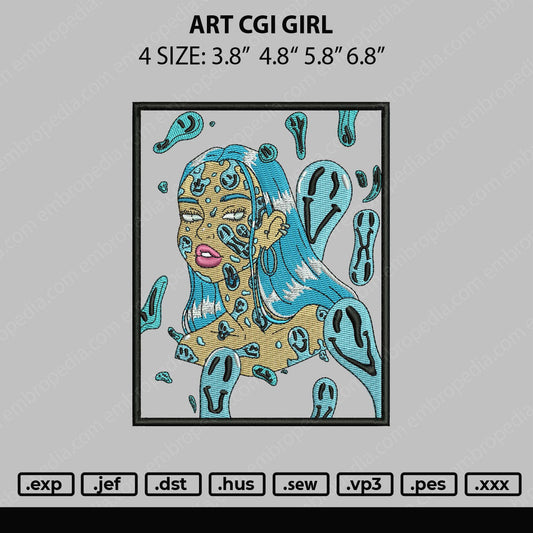 Art Cgi Girl Embroidery File 4 size