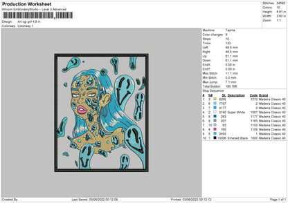 Art Cgi Girl Embroidery File 4 size