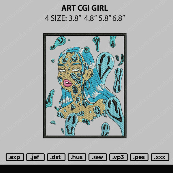 Art Cgi Girl Embroidery File 4 size