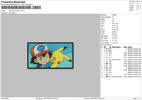 Ash And Pikachu Embroidery File 4 sizes