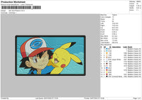 Ash And Pikachu Embroidery File 4 sizes